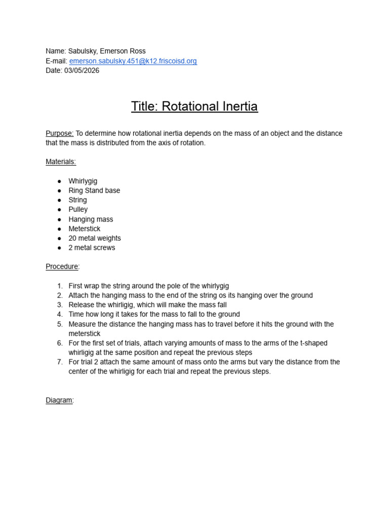 Rotational Inertia Lab | PDF | Torque | Force