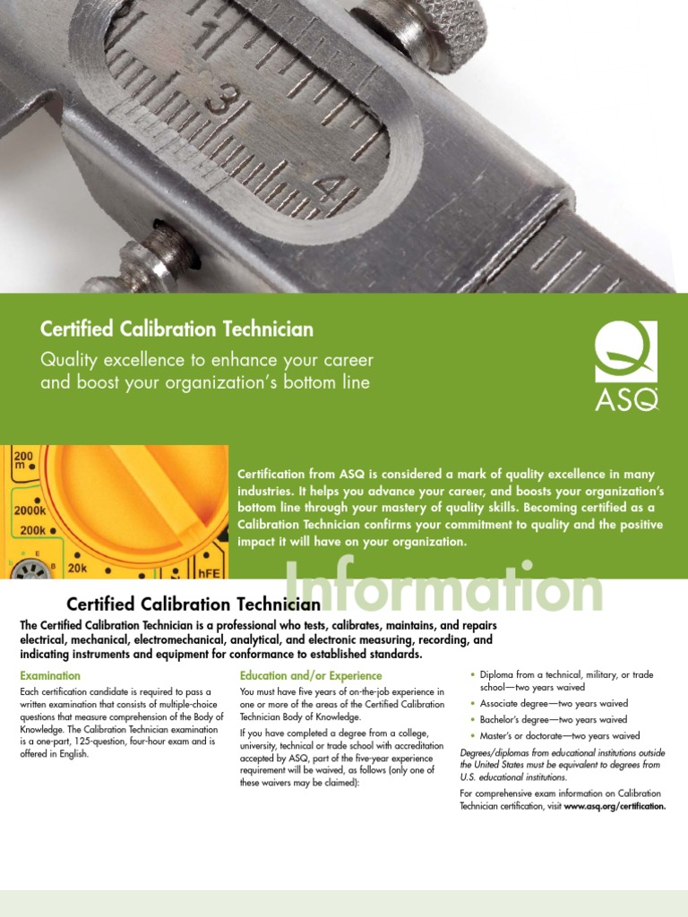 Calibration Technician Calibration Metrology