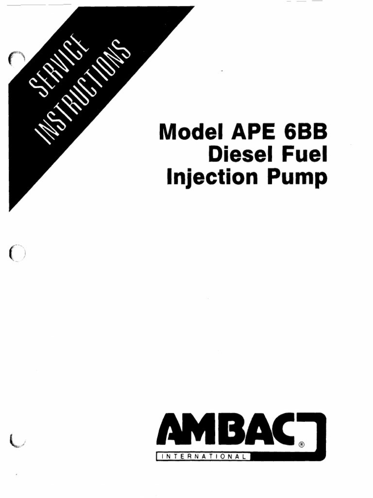 Model APE 6BB Diesel Fuel Injection Pump - AMBAC International | PDF ...