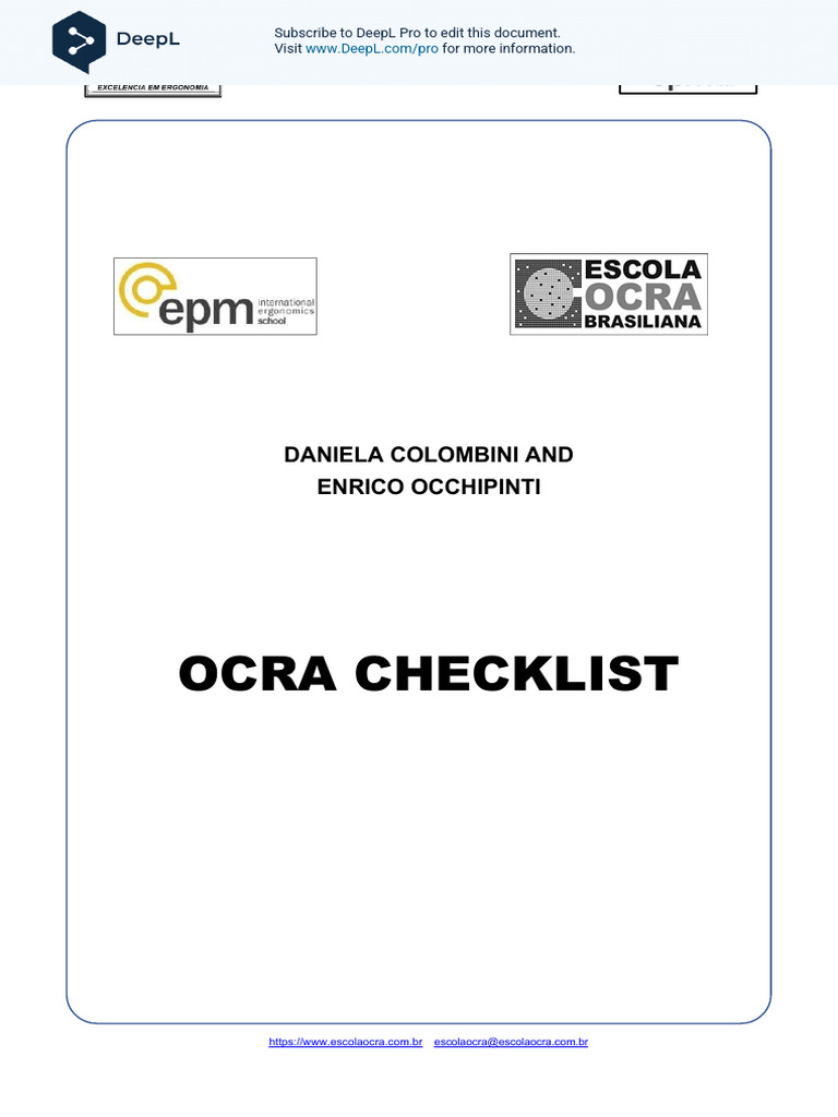 o Checklist Ocra en-us | PDF | Carpal Tunnel Syndrome | Hand