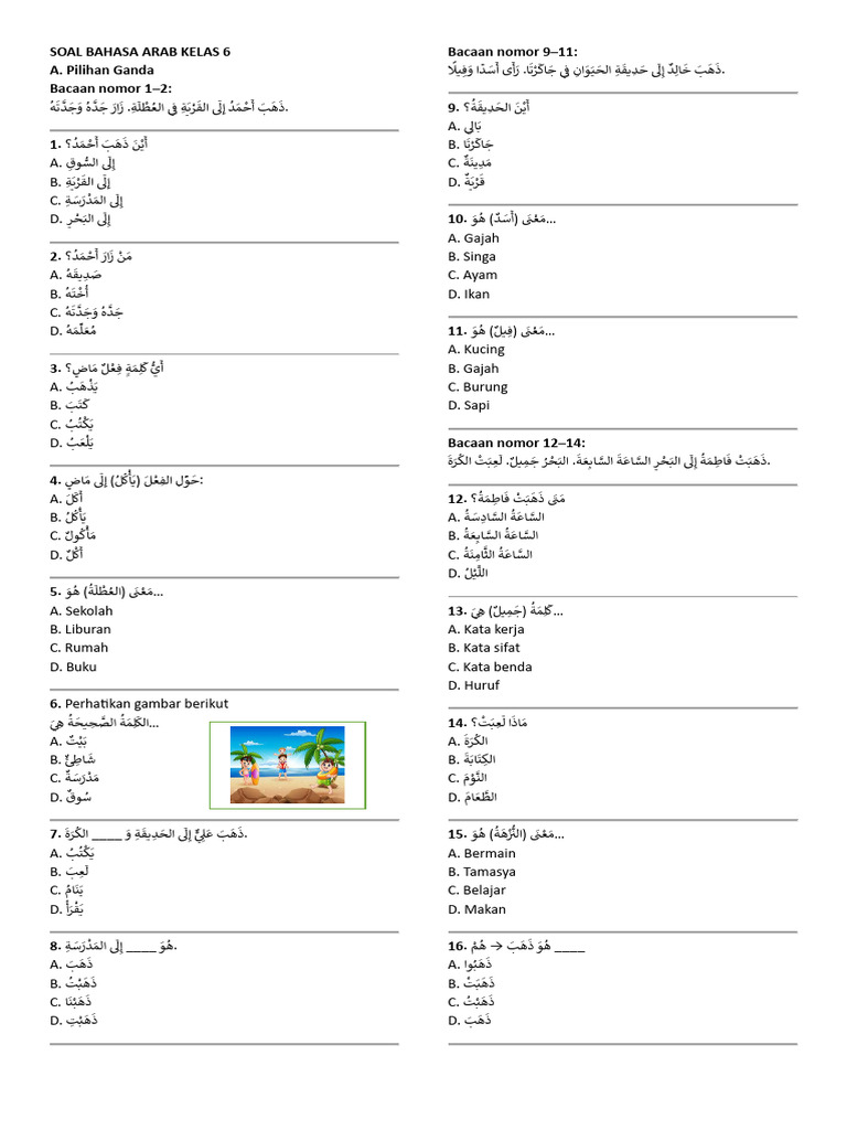 Kisi Kisi Bahasa Arab dan Seni Rupa | PDF