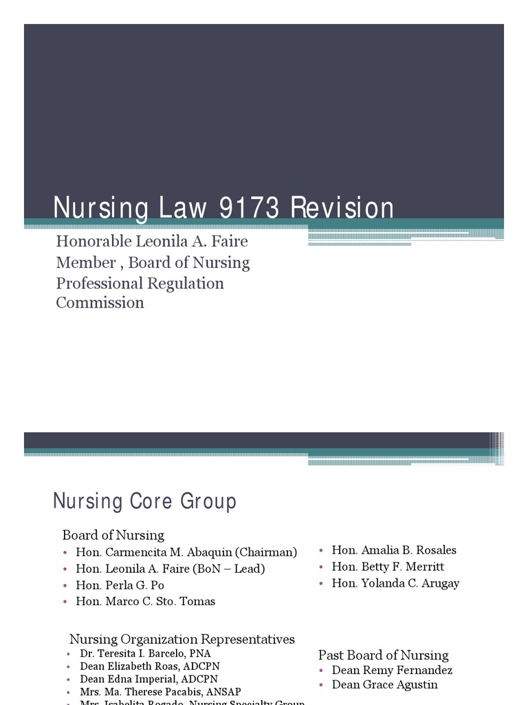 Revised Philippine Nursing Law 9173 | PDF