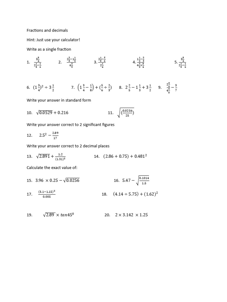 Final Practice Booklet | PDF | Square Root | Mean