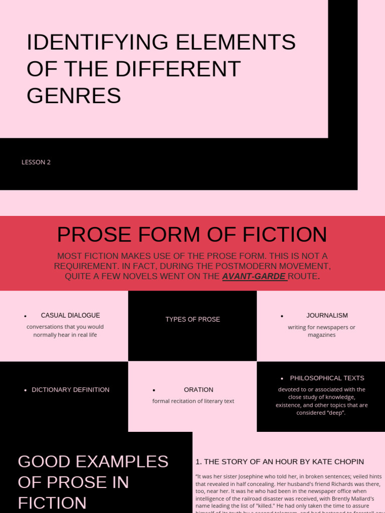 Identifying Elements of the Different Genres | PDF