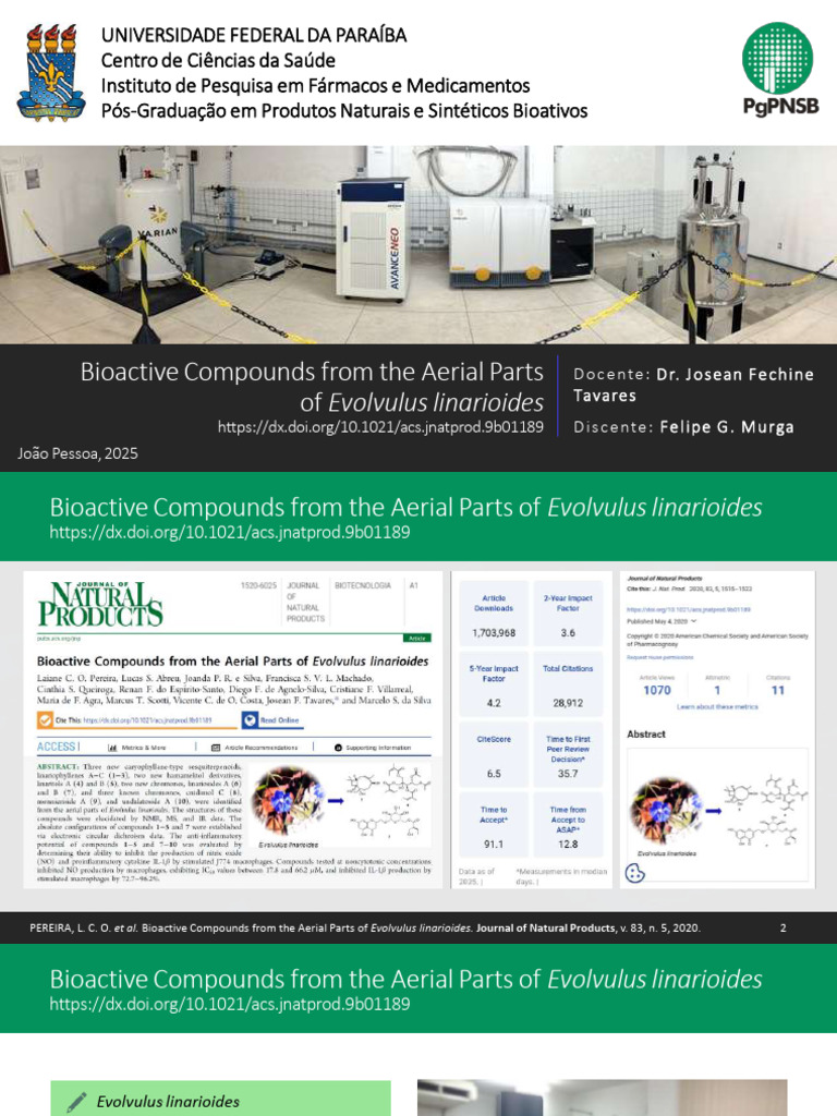 Bioactive Compounds From the Aerial Parts of Evolvulus | PDF ...