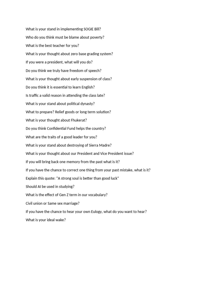 Impromptu Questions | PDF