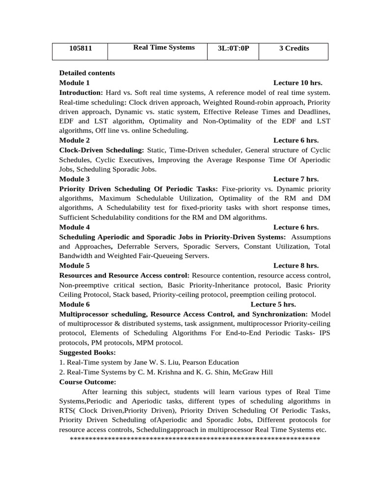 Real Time System | PDF | Scheduling (Computing) | Real Time Computing