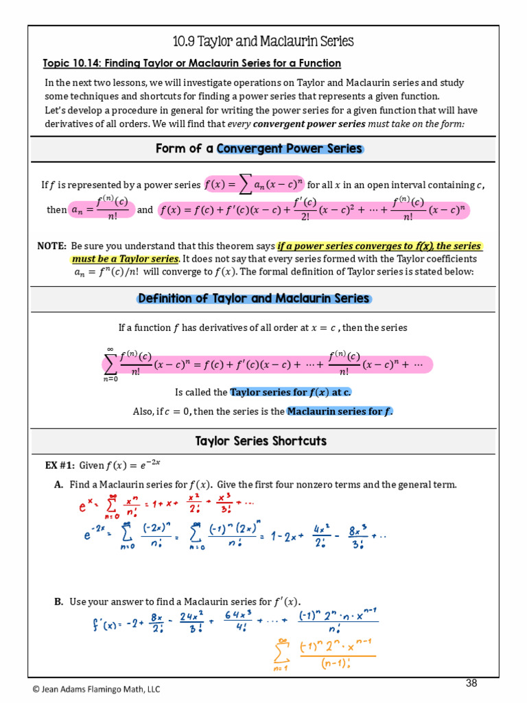 10.9 Taylor and Maclaurin Series | PDF | Power Series | Mathematical ...