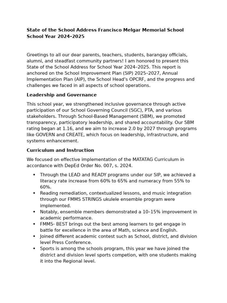 SOSA Draft | PDF | Literacy | Teachers