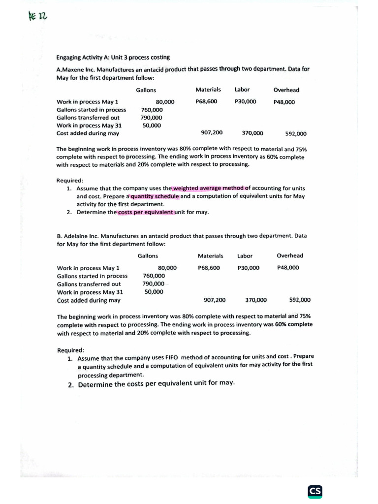 Cost Accounting Problems | PDF