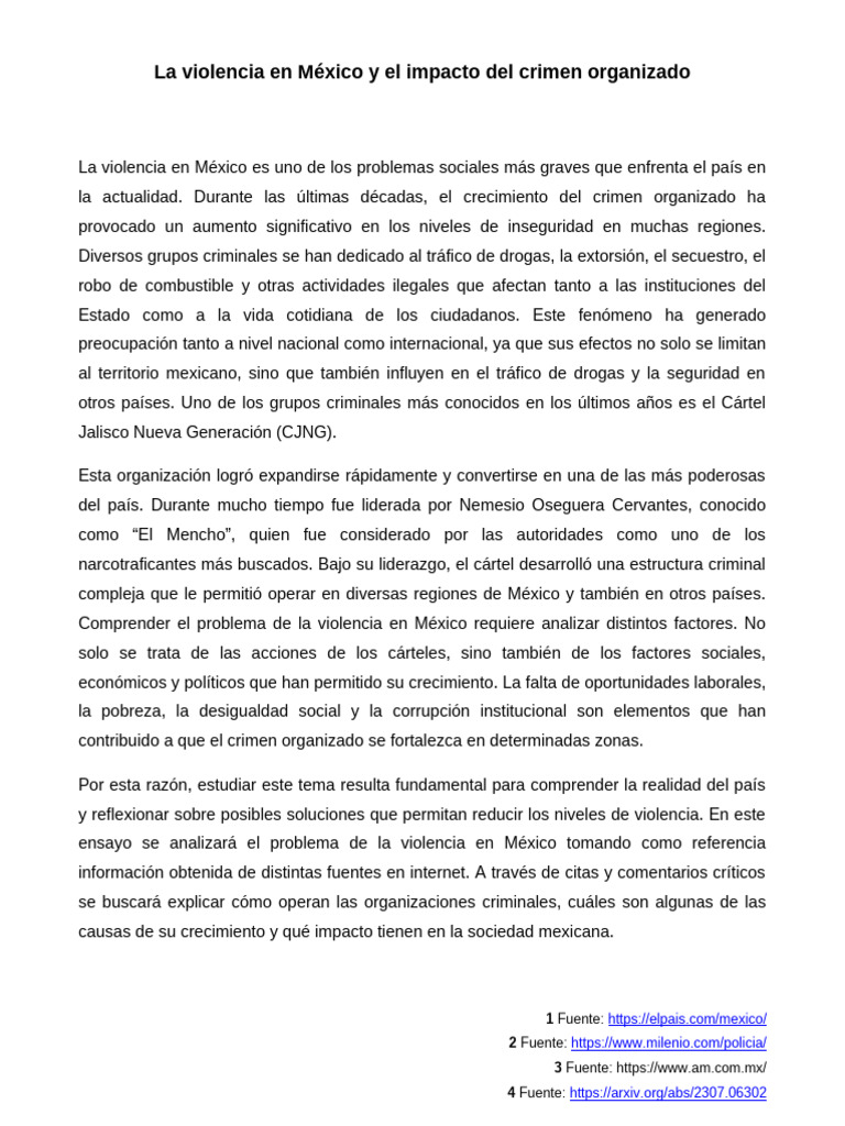 La Violencia en México y El Impacto Del Crimen Organizado-2 | PDF ...