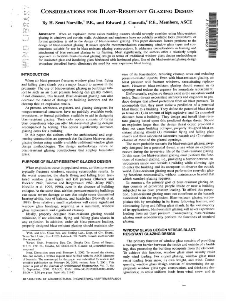 2001 Considerations for Blast-resistant Glazing Design | PDF