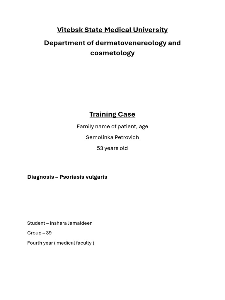 Derma Case History | PDF | Psoriasis | Dermatitis