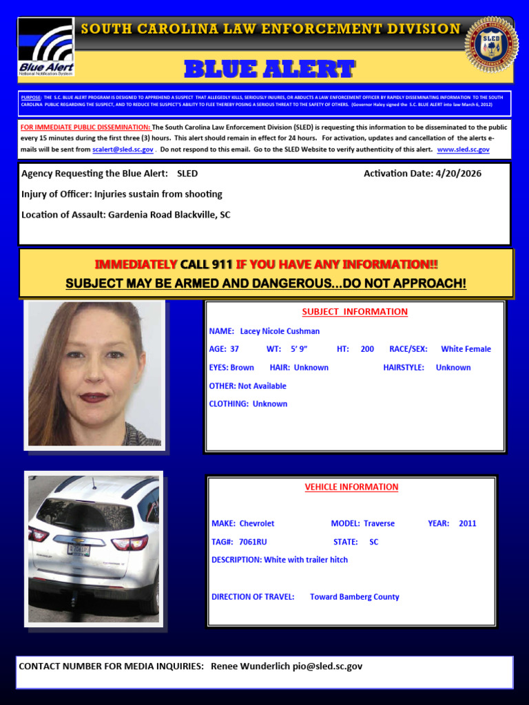 SLED issues Blue Alert for ‘armed and dangerous’ suspect accused of ...