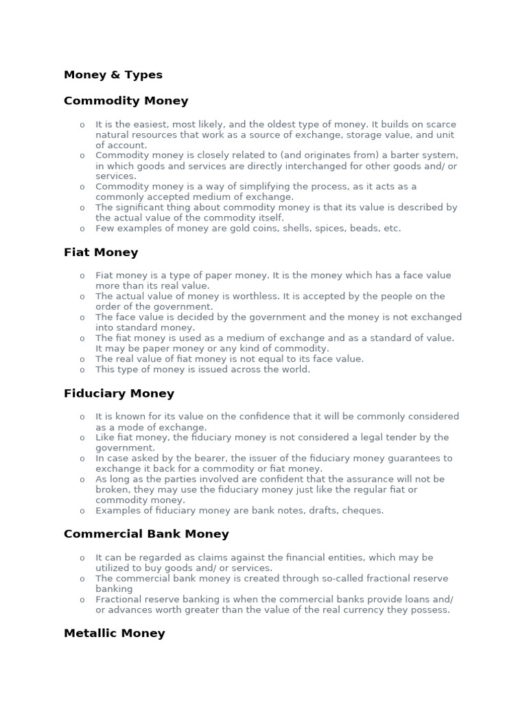 Types of Money | PDF
