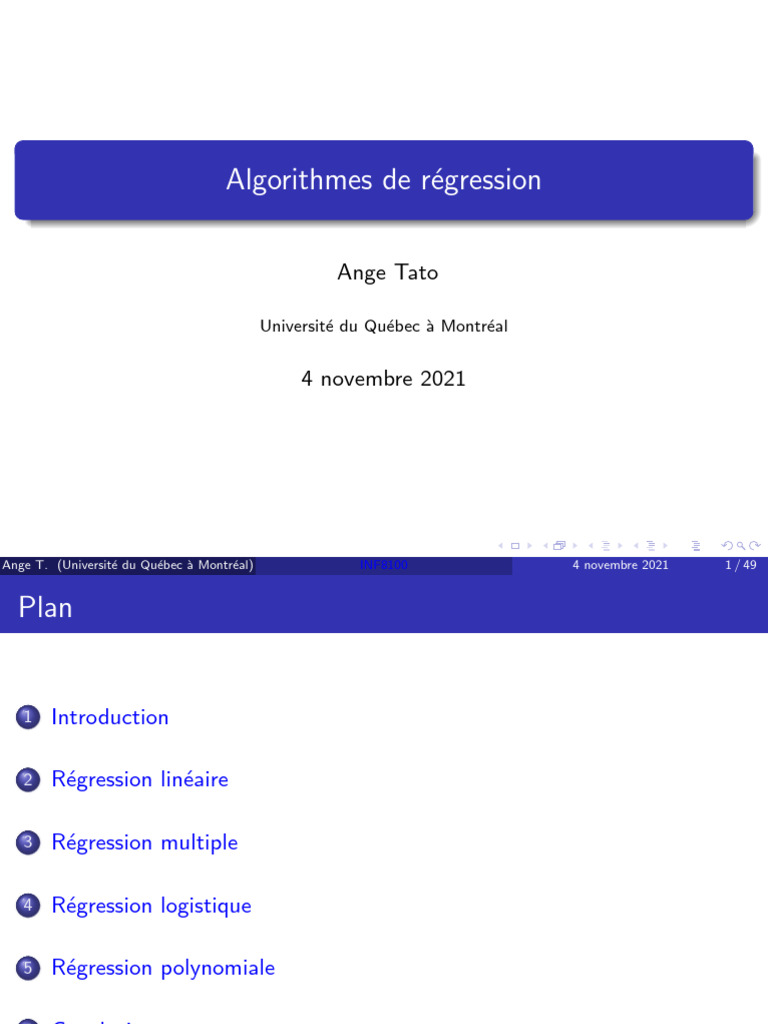 Cours8 Regression | PDF | Analyse de régression | Régression linéaire