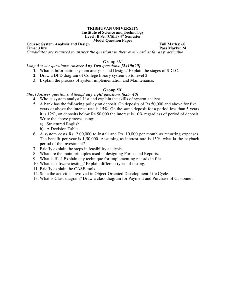 System Analysis and Design CSC 252 Model | PDF