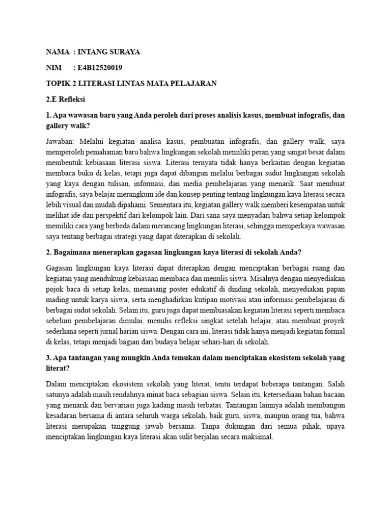 2E Refleksi - Intang Suraya E4B12520019 - 260329 - 200942 | PDF