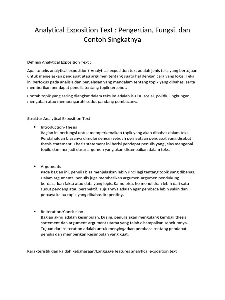 Analytical Exposition Text | PDF