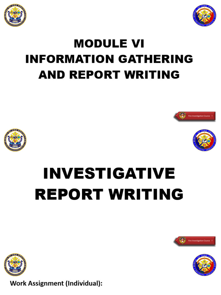 Module 6.2 Investigative Report Writing- Fic | PDF | Witness | Evidence