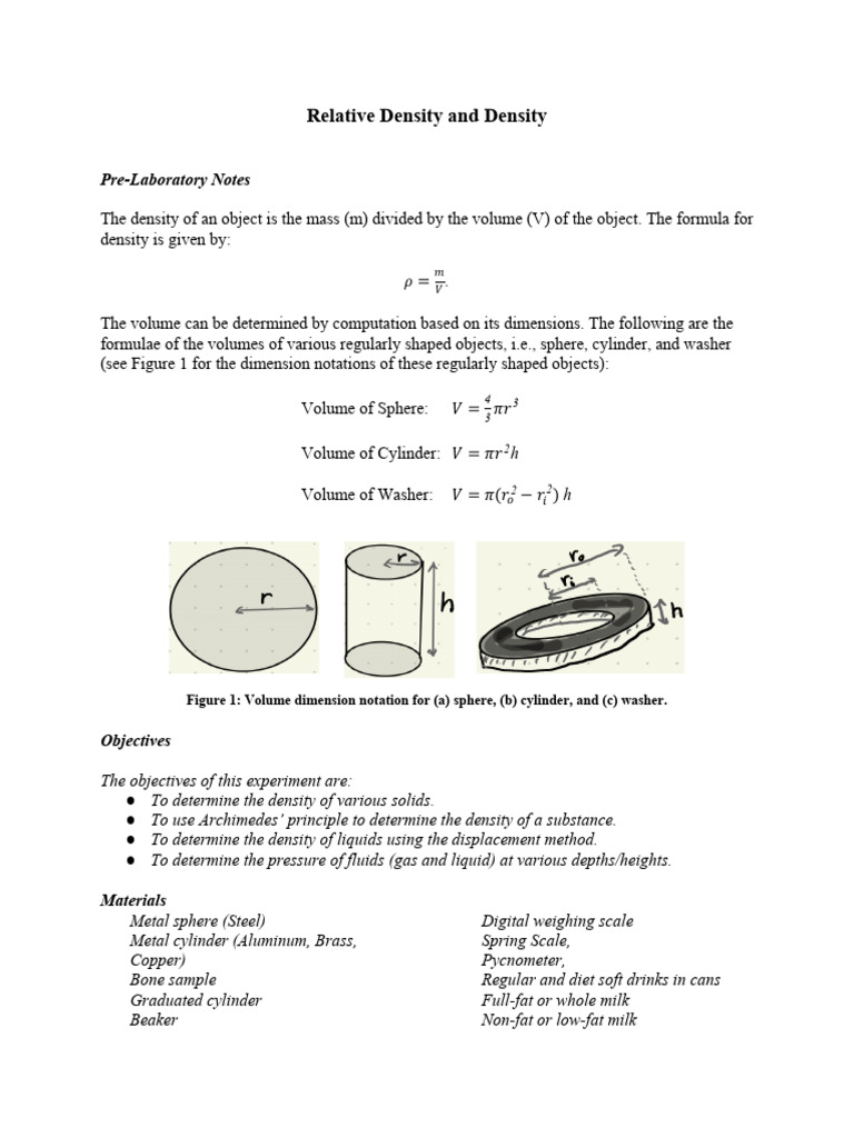 9 Relative Density | PDF | Volume | Density