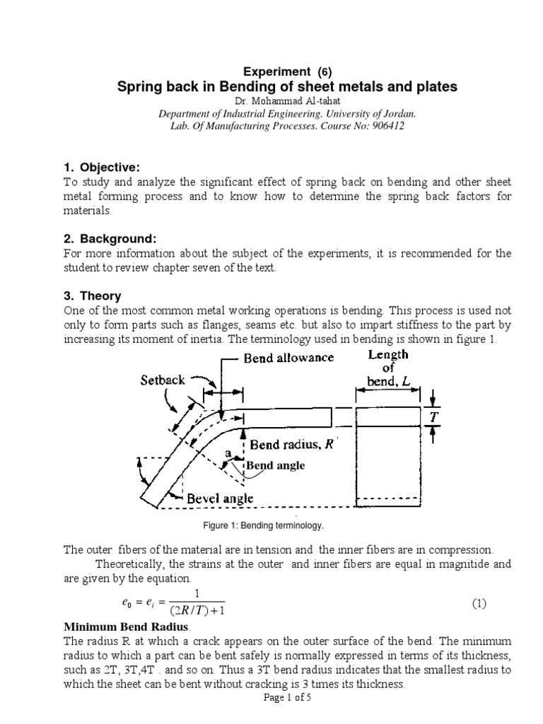 6 Spring Back in Bending of Sheets and Plates PDF Bending