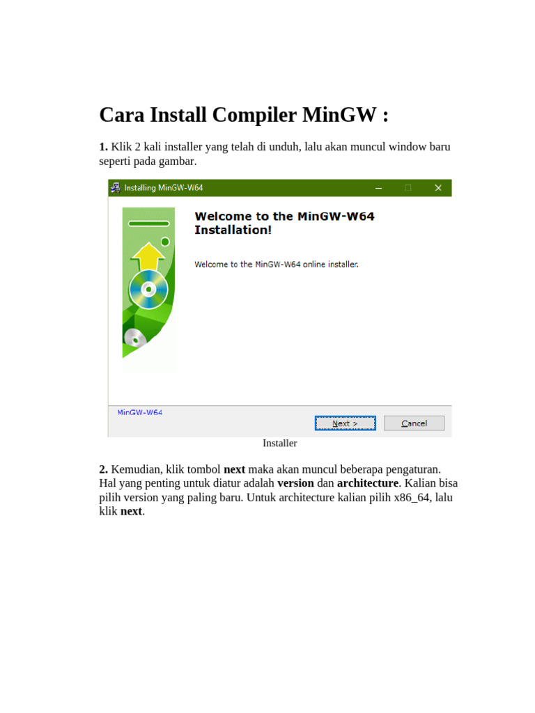 Cara Install Compiler MinGW w64 | PDF