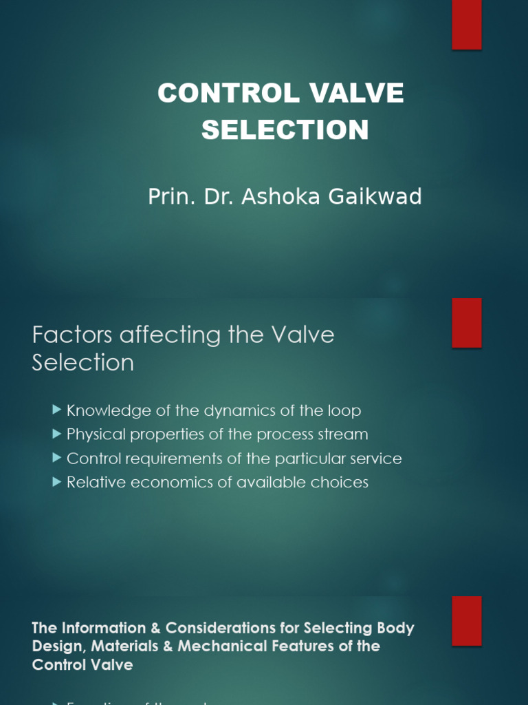 Control Valves Selection | PDF | Valve | Pressure