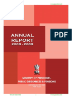 2008 2009 Annual Report of Ministry of Personnel Public Grievances and Pensions