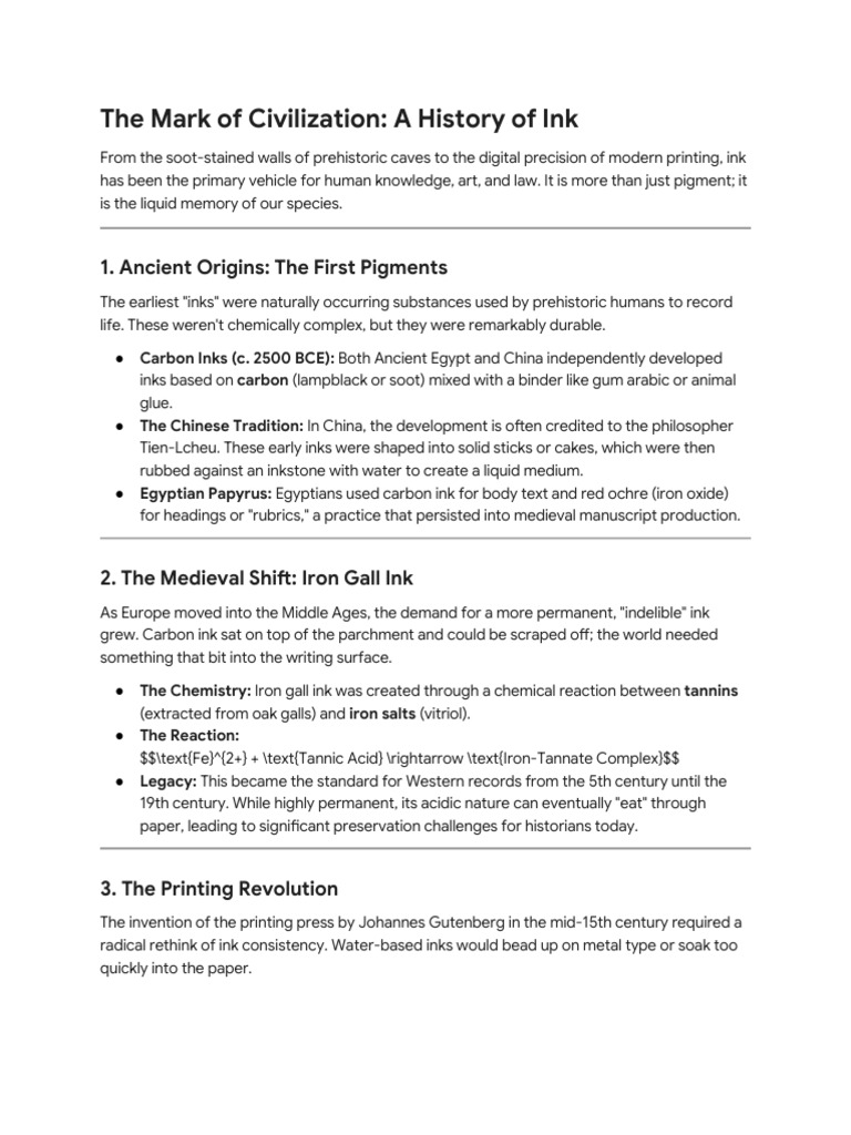 The History and Development of Ink | PDF | Ink | Materials