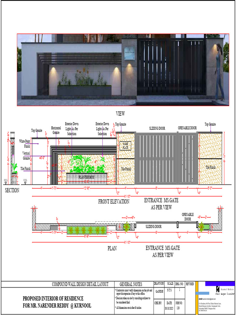 Compound Wall Design Detail Layout | PDF | Architectural Design ...