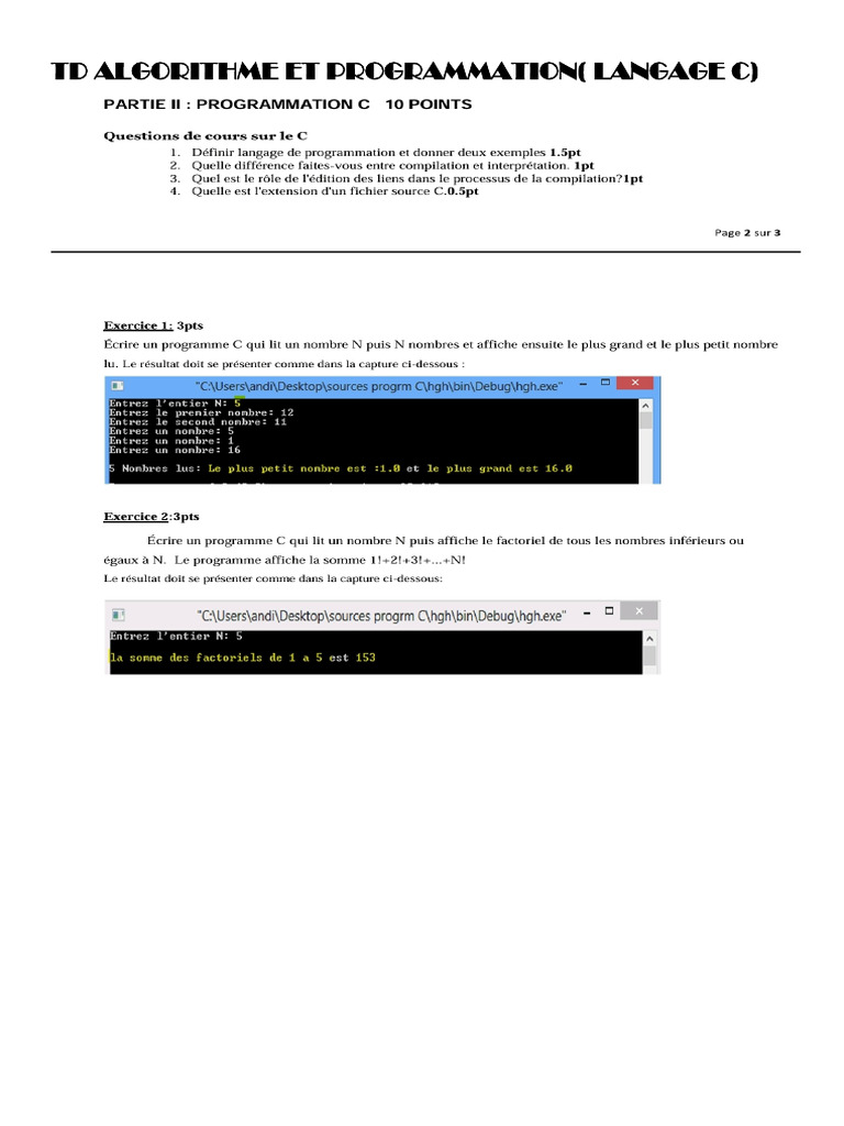 TD 1 Algo Et Prog Tleti | PDF