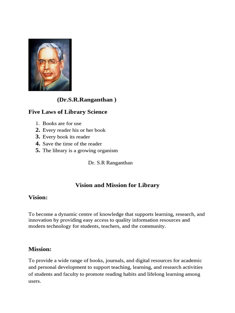 Library Vision and Mission | PDF