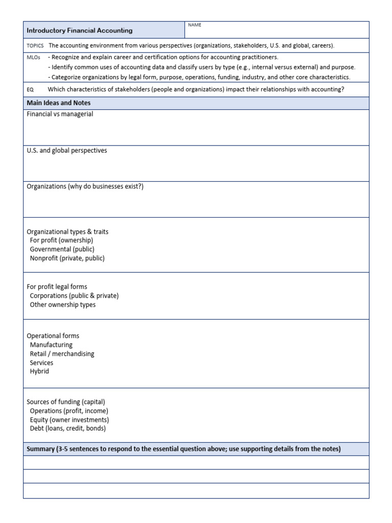 Note Template Accounting Environment | PDF