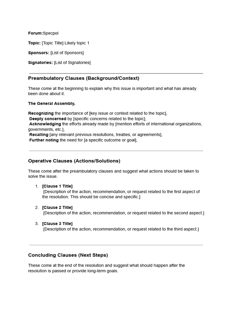Yale Mun Resolution Template (1) | PDF
