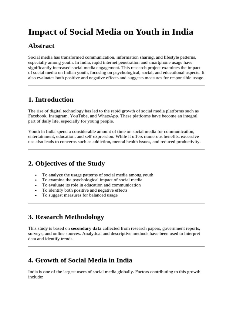 Impact of Social Media On Youth in India | PDF | Social Media | Popular ...