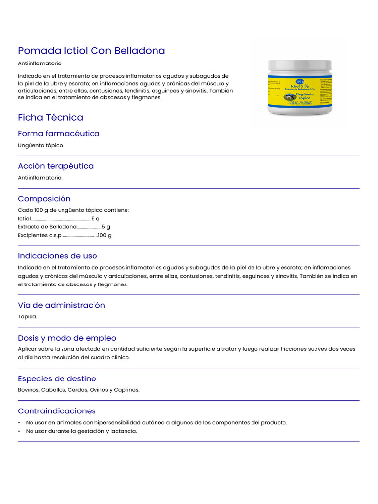 Pomada Ictiol Con Belladona - Drag Pharma | PDF