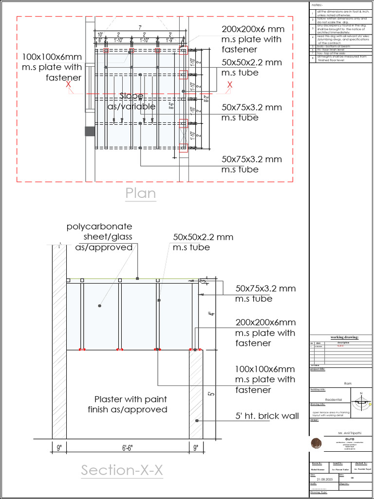 open terrace area m.s framing layout with working detail | PDF ...