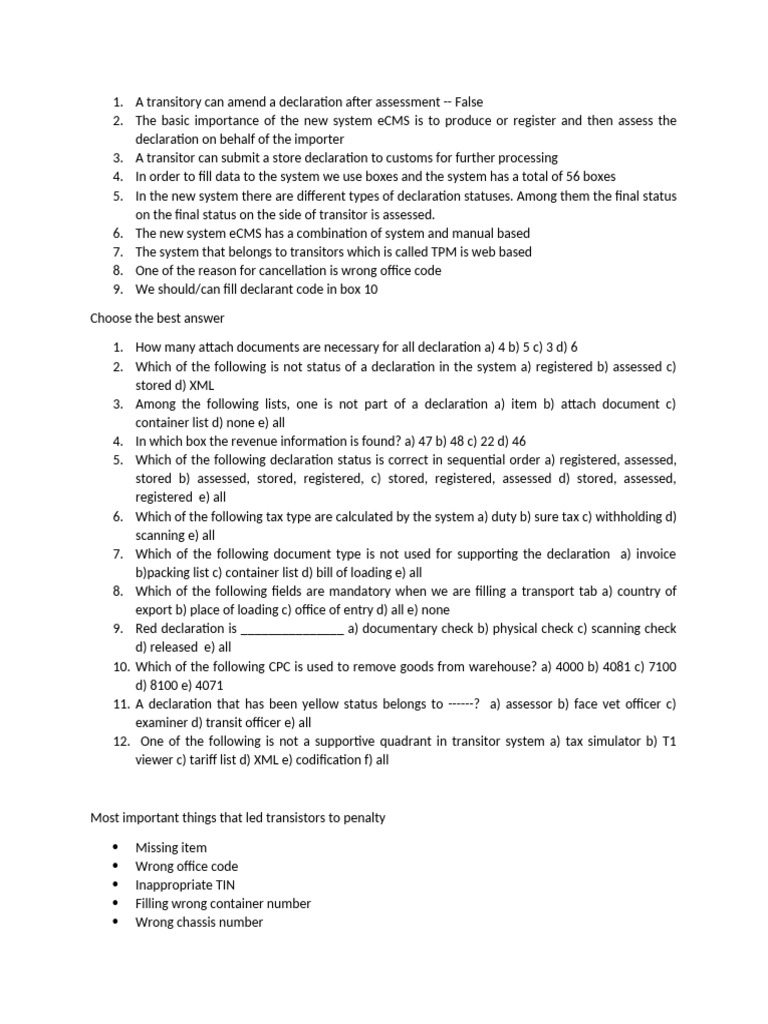 eCMS Exam - Question | PDF