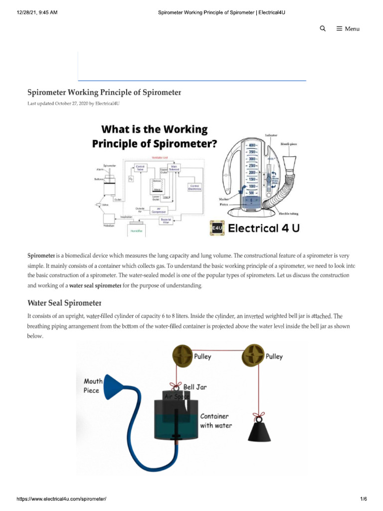 Spirometer Working Principle | PDF