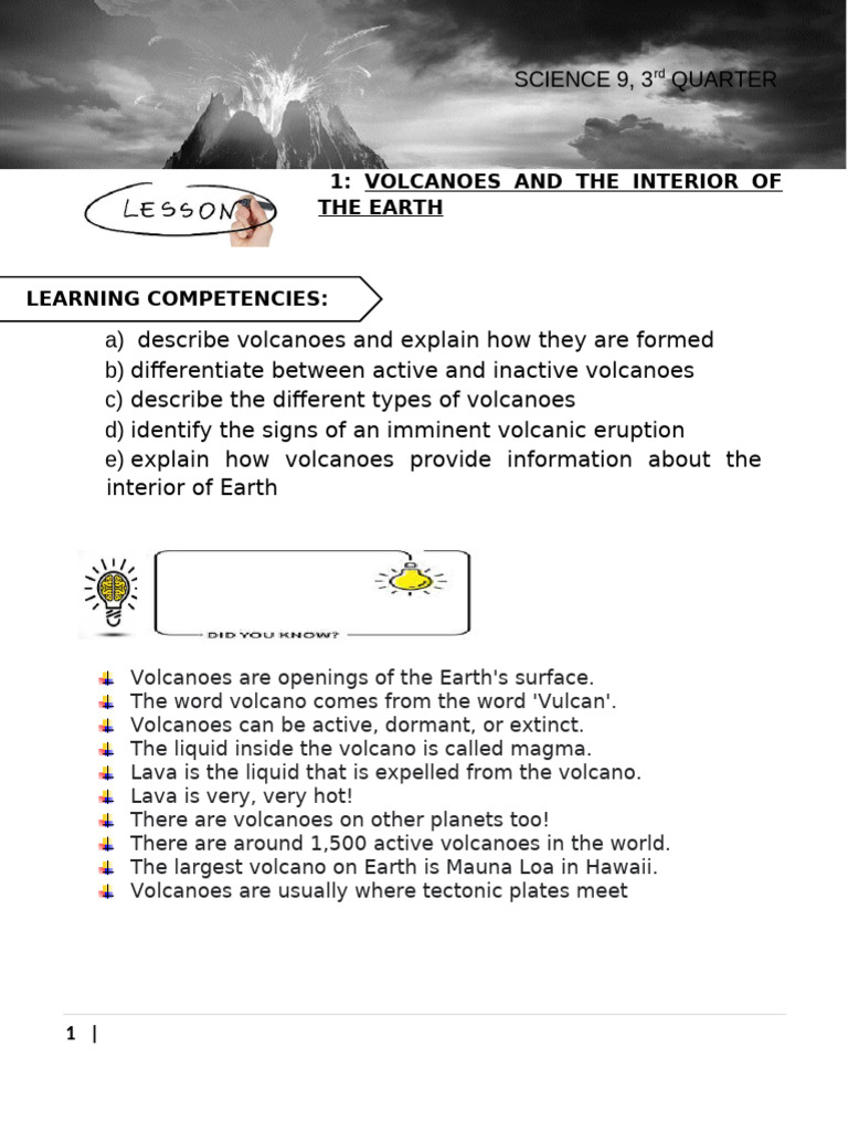 SCI9-Q3-L1 8 | PDF | Volcano | Lava