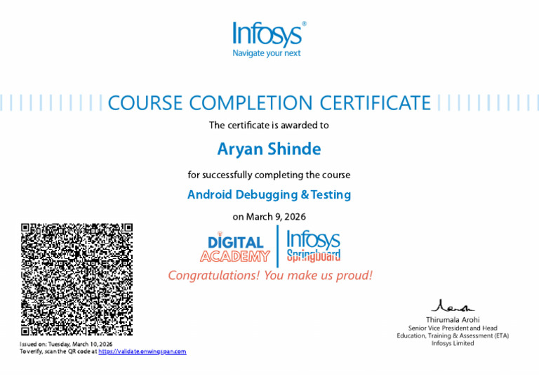Android Debugging & Testing Certificate | PDF