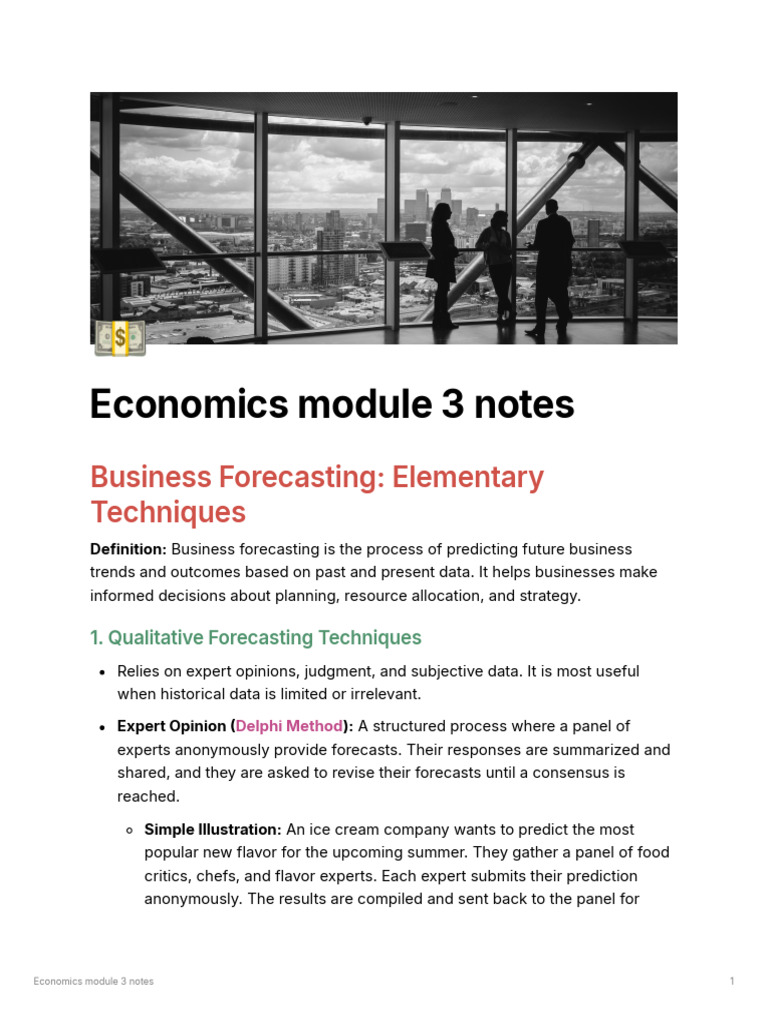 Module 3 Notes Economics | PDF | Taxes | Forecasting