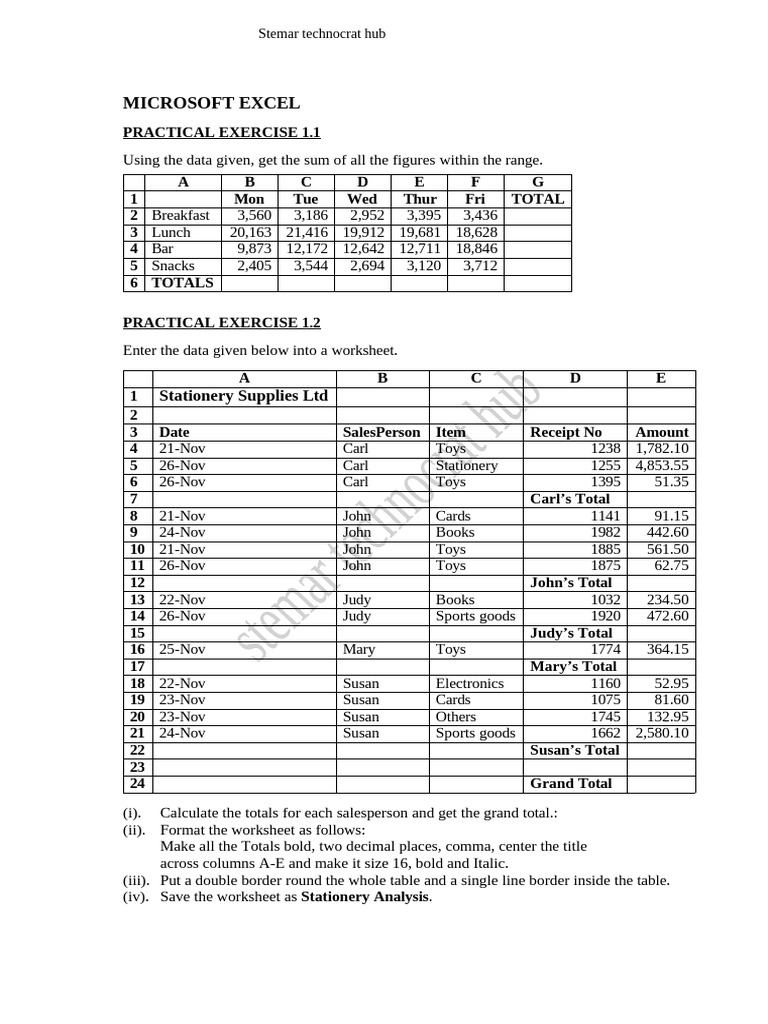 Practical Exercises Excel | PDF | Payroll | Expense