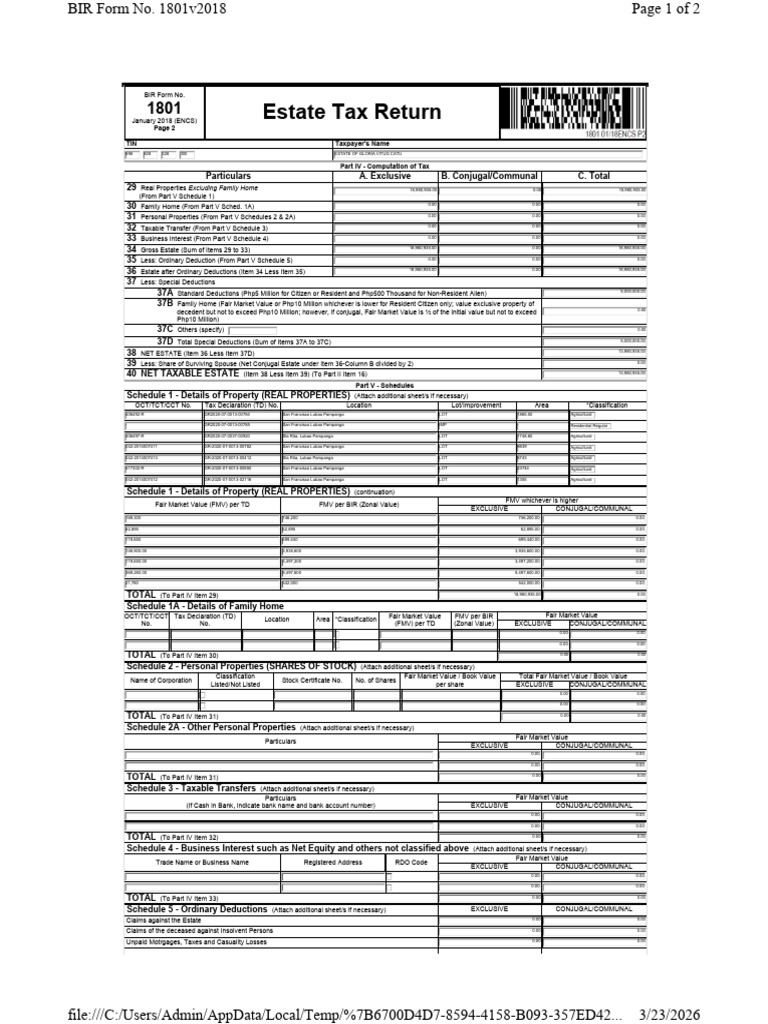 GLORIA_1801 | PDF | Tax Deduction | Estate Tax In The United States