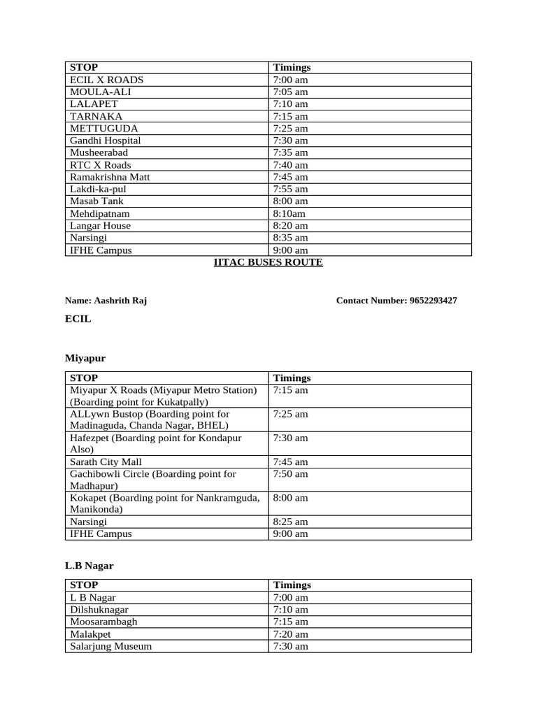 Iitac Bus Routes | PDF