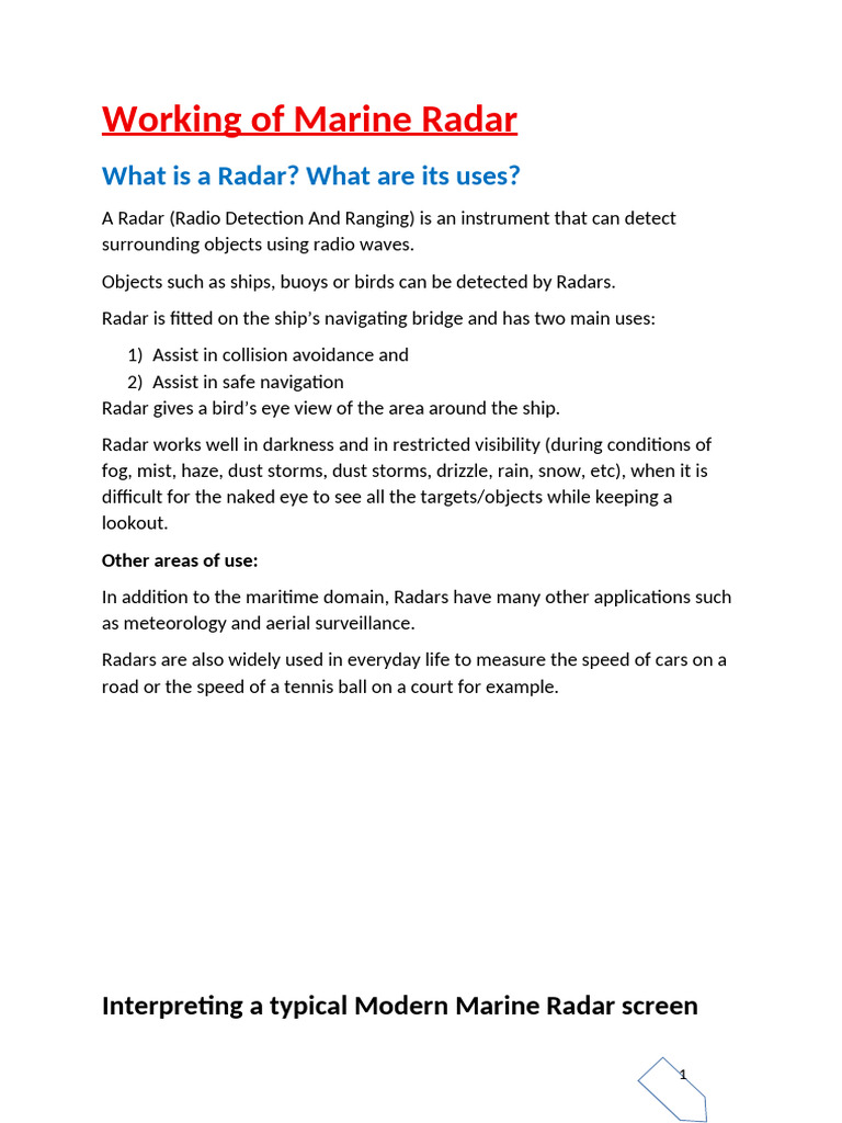 Radar Notes DNS Sem 2 | PDF | Radar | Radio Wave