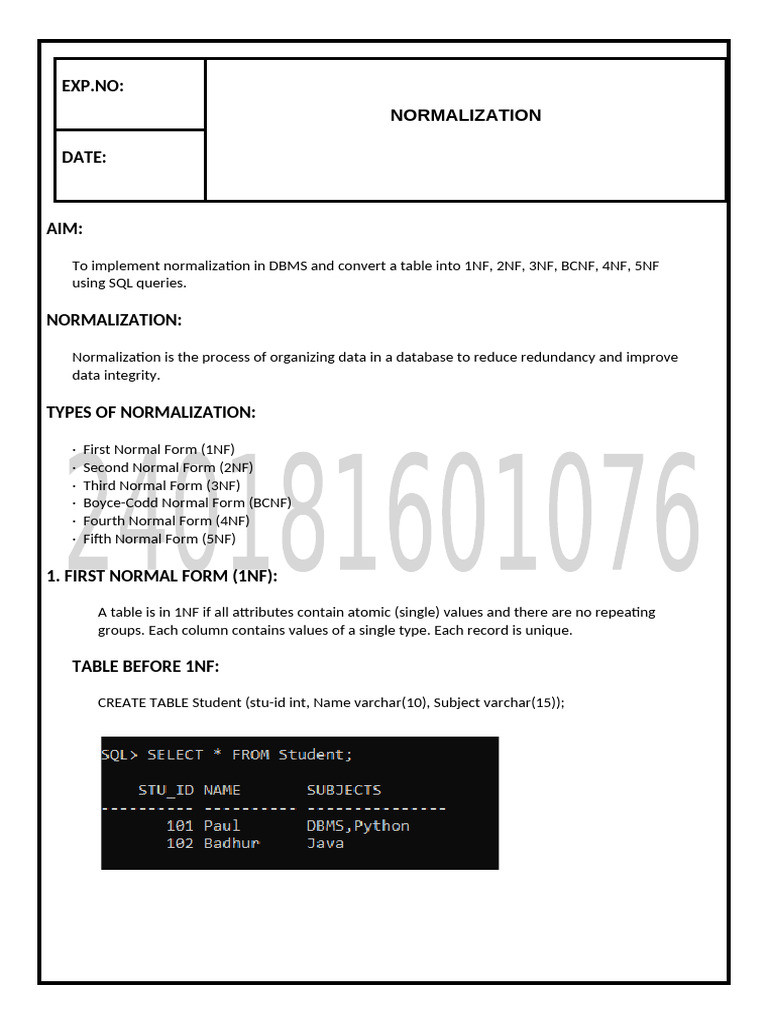 Dbms Record Normalization Pk (1) | PDF | Information Science ...
