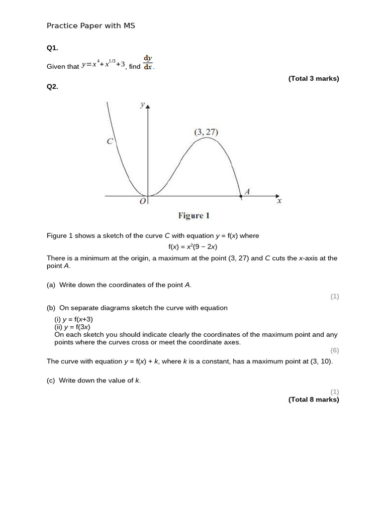 Practice Paper with MS 2 | PDF | Coordinate System | Equations