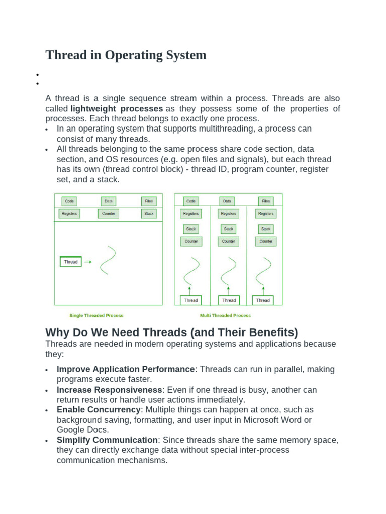 Thread in Operating System | PDF | Thread (Computing) | Process (Computing)